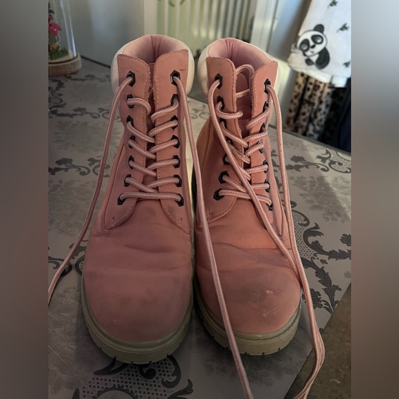 💀 Pink work style boots - Picture 2 of 3